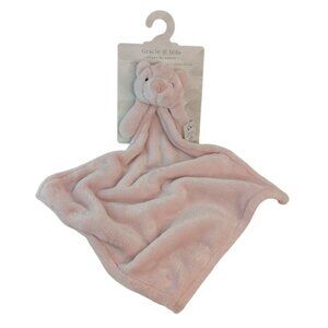 Gracie & Milo Pale Pink Teddy Bear Lovey Baby Security Blanket 15" NWT
